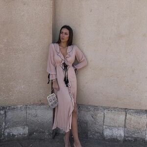 Zara ruffled dress chiffon bow dress